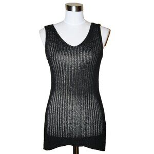 Carmen Marc Valvo Black Open Knit Tank Top - NWT